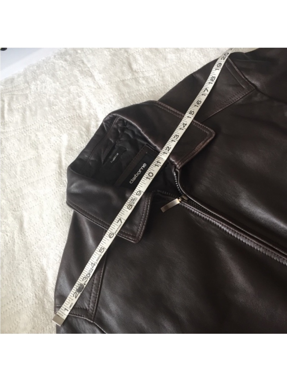 Claiborne Dark Brown Lambskin Leather Zip Bomber Jacket - Picture 10 of 13